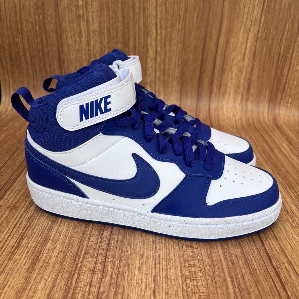 Nike Court Borough Mid 2 GS Kids 6Y White Deep Night Blue CD7782-130 NEW